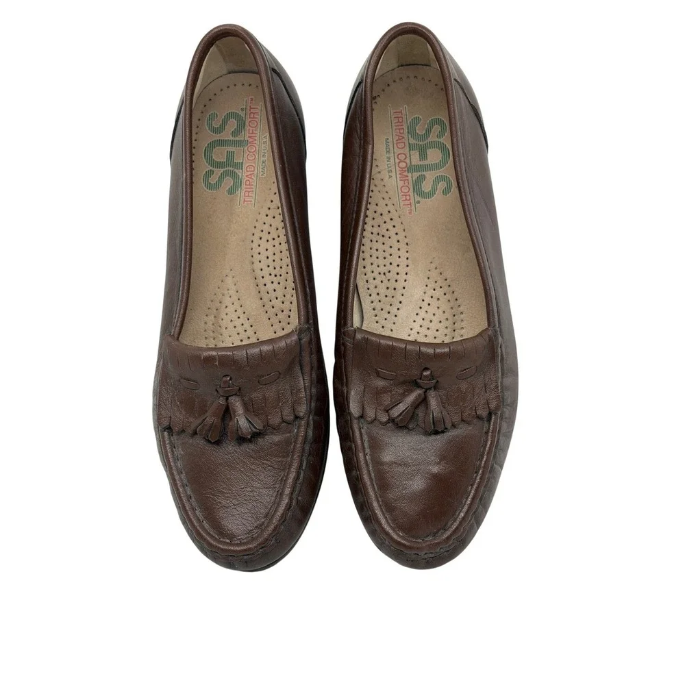 SAS Tripad Comfort Women's Brown Leather Kiltie‎ Tassel Loafers Shoes Size 6 M